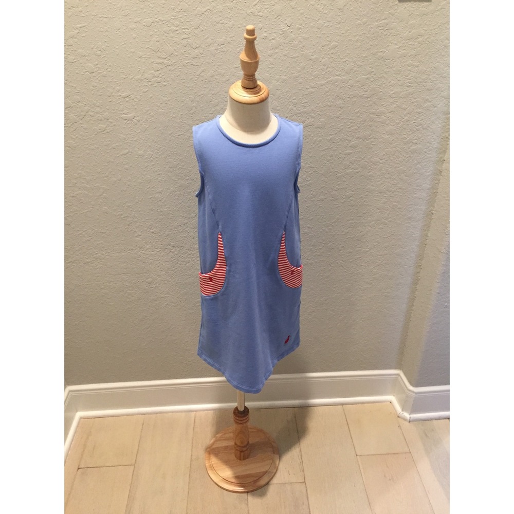 The Beaufort Bonnet Company Girls Blue Knit Dress Striped Pockets Size 7